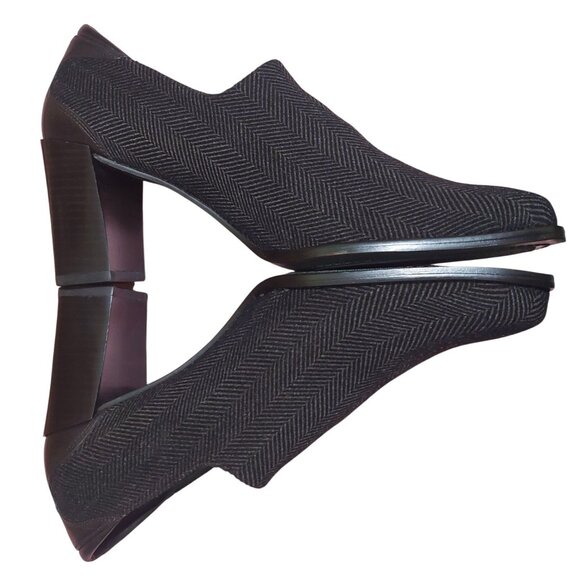 Donald J Pliner Womens 8.5M Brown Herringbone 3 Inch Heeled Loafers~Dark Brown - Picture 5 of 8